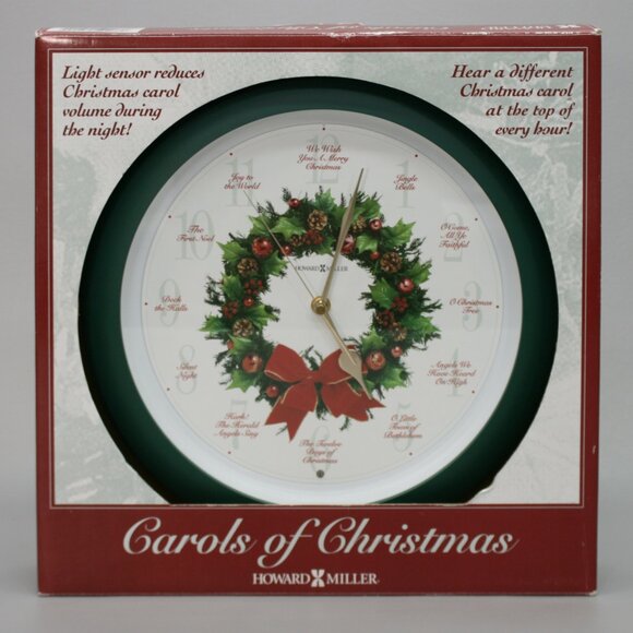 New Howard Miller Carols of Christmas 12 Songs Wreath Musical Wall Clock 625-224 - Picture 1 of 9